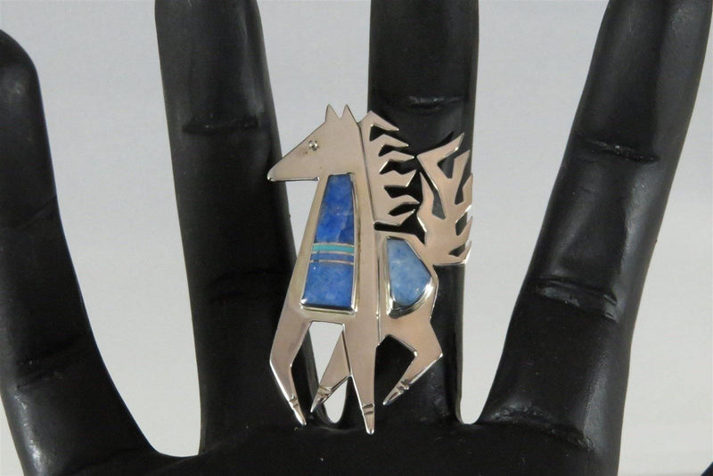 Navajo Artist Robert Vandever Wild Mustang Sterling Silver Brooch Pendant - Just Stuff I Sell