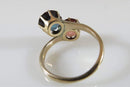 4 Carat TCW Pink & Blue Tourmaline 9K Gold Duo Bypass Anniversary Wedding Ring SZ 5 - Just Stuff I Sell