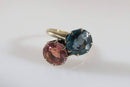 4 Carat TCW Pink & Blue Tourmaline 9K Gold Duo Bypass Anniversary Wedding Ring SZ 5 - Just Stuff I Sell