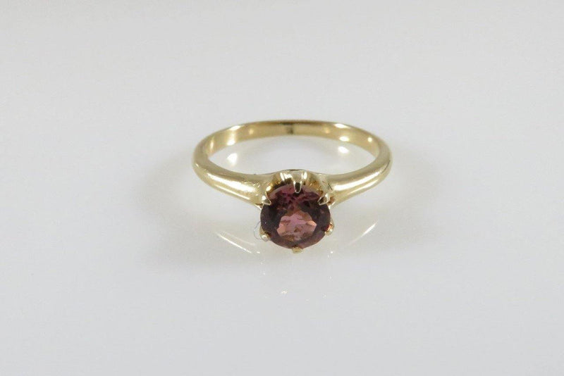 14K Gold Salmon Pink Tourmaline Solitaire Alternative Engagement Ring Size 5 - Just Stuff I Sell