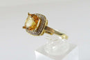 14K Yellow Gold Mexico Princess Cut Citrine Diamond Halo Ring Women's Size 9.75 - Just Stuff I Sell