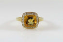 14K Yellow Gold Mexico Princess Cut Citrine Diamond Halo Ring Women's Size 9.75 - Just Stuff I Sell