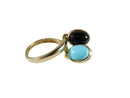 14K Solid Gold Turquoise & Onyx Cabochon Dangle Ring Size 8 - Just Stuff I Sell