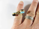 14K Solid Gold Turquoise & Onyx Cabochon Dangle Ring Size 8 - Just Stuff I Sell