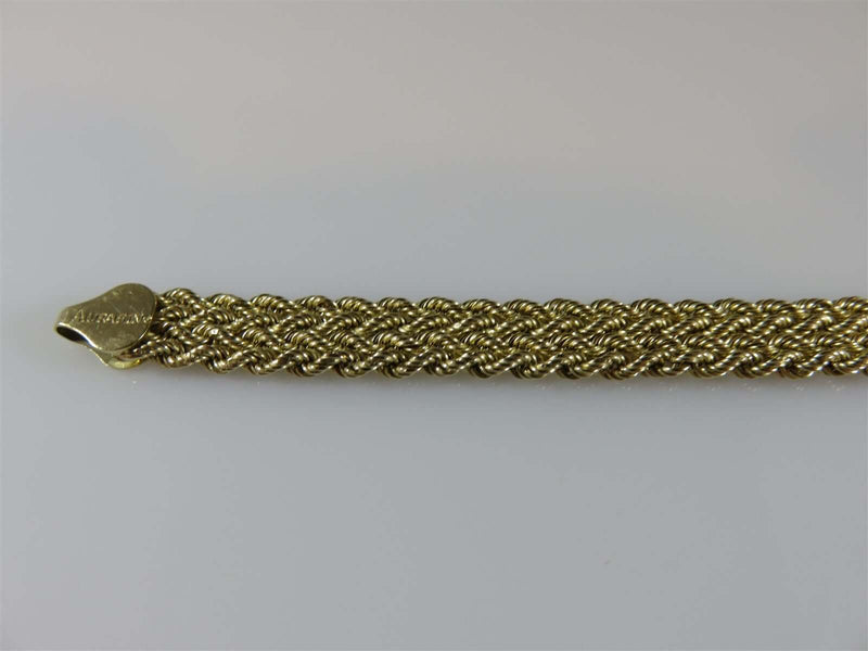 Aurafin 10K Yellow Gold Braided Chain Bracelet 8" 7.75mm Wide 5.1 Grams - Just Stuff I Sell
