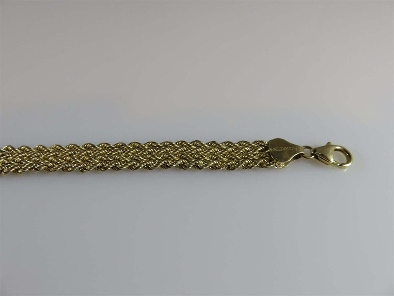 Aurafin 10K Yellow Gold Braided Chain Bracelet 8" 7.75mm Wide 5.1 Grams - Just Stuff I Sell
