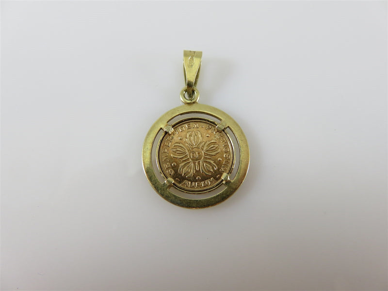 Rare John F Kennedy 13mm Gold Coin/Token in 14K Yellow Gold Pendant 585 VR - Just Stuff I Sell