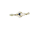 10K Yellow Gold Art Nouveau Lavalier Pendant Blue Paste with Pearl Dangle — Art Nouveau • 10K, Gold • Sapphire, Pearl — front