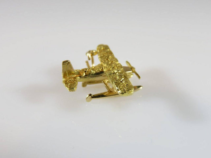 3D Nugget Plane Spinning Propeller 14K Yellow Gold Travel Charm/Pendant - Just Stuff I Sell