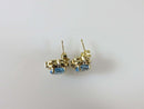 Lovely High Quality 14K Yellow Gold Blue Topaz & Diamond Stud Earrings - Just Stuff I Sell