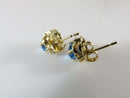 Lovely High Quality 14K Yellow Gold Blue Topaz & Diamond Stud Earrings - Just Stuff I Sell