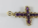 Fab 2 3/8" TL Amethyst & Diamond Cross Pendant Well Made 14K L J 8.6 Gram - Just Stuff I Sell