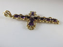 Fab 2 3/8" TL Amethyst & Diamond Cross Pendant Well Made 14K L J 8.6 Gram - Just Stuff I Sell