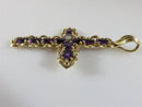 Fab 2 3/8" TL Amethyst & Diamond Cross Pendant Well Made 14K L J 8.6 Gram - Just Stuff I Sell