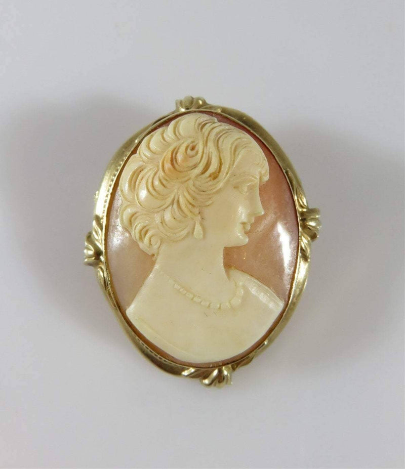 Lovely Vintage 14K Yellow Gold Carved Cameo Brooch & Pendant Signed LL 6.2 grams - Just Stuff I Sell