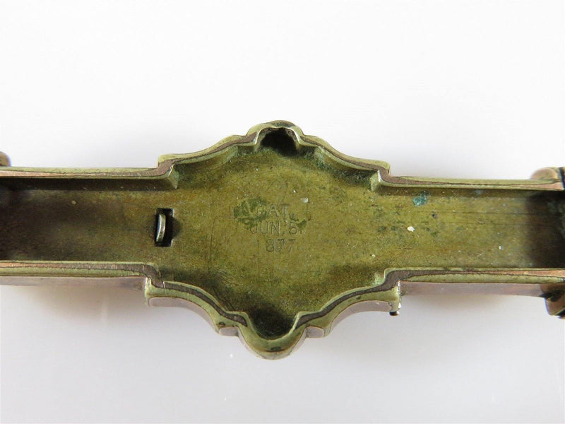 Neat Victorian Gold Filled Hidden Picture Collar Bar Brooch Etched Design 1880's - Just Stuff I Sell