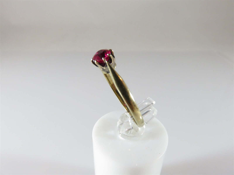 9K Yellow Gold 4.45mm Round Cut Pink Sapphire Alternative Wedding Ring Size 7.5 - Just Stuff I Sell