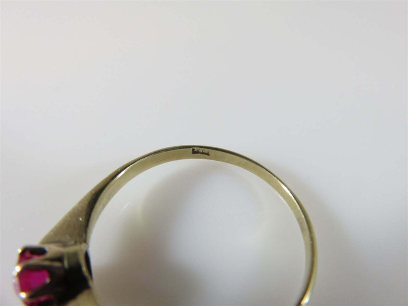 9K Yellow Gold 4.45mm Round Cut Pink Sapphire Alternative Wedding Ring Size 7.5 - Just Stuff I Sell