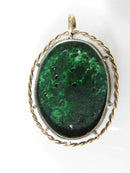 Antique Gold & Silver Wrapped Carved Pierced Spinach Jade Lotus Blossom Pendant - Just Stuff I Sell