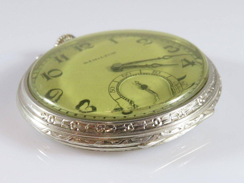 1930 Hamilton 922 Model 2 12S 23 Jewel 23gr 14K Solid White Gold Solidarity Case - Just Stuff I Sell