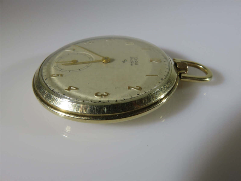 Elgin DeLuxe 1946 14S 17 Jewels Model 5 Open Face Pendant Wind Pocket Watch - Just Stuff I Sell