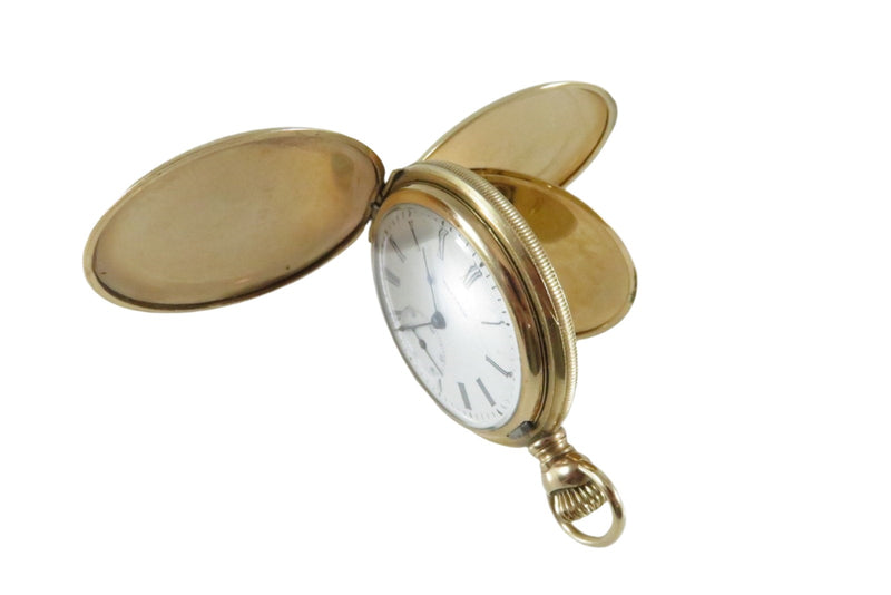 Waltham 1890 Seaside Pocket Watch 6S 15 Jewel Double Hunter Cashier Case - Just Stuff I Sell