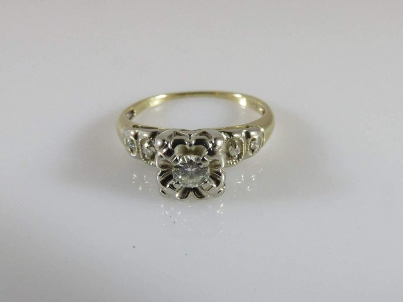 Vintage 14K Bi Gold 5 Diamond Engagement/Promise Ring Size 4.75 - Just Stuff I Sell