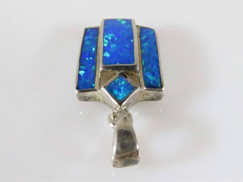 Lovely Inlayed Blue Green Opal Sterling Silver Pendant - Just Stuff I Sell