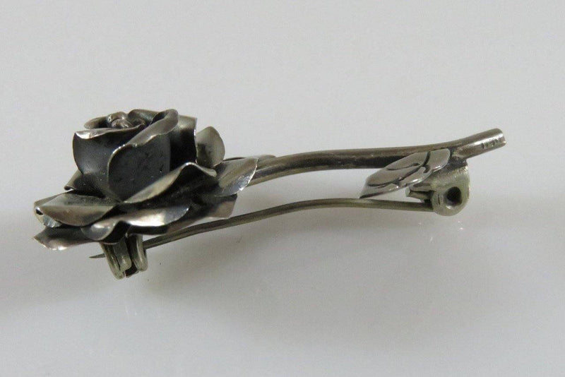 Beautiful 3D Rose Sterling Silver Brooch Taxco Signed SCC 925 (TC)-18 - Just Stuff I Sell