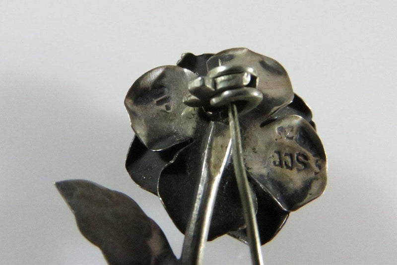 Beautiful 3D Rose Sterling Silver Brooch Taxco Signed SCC 925 (TC)-18 - Just Stuff I Sell