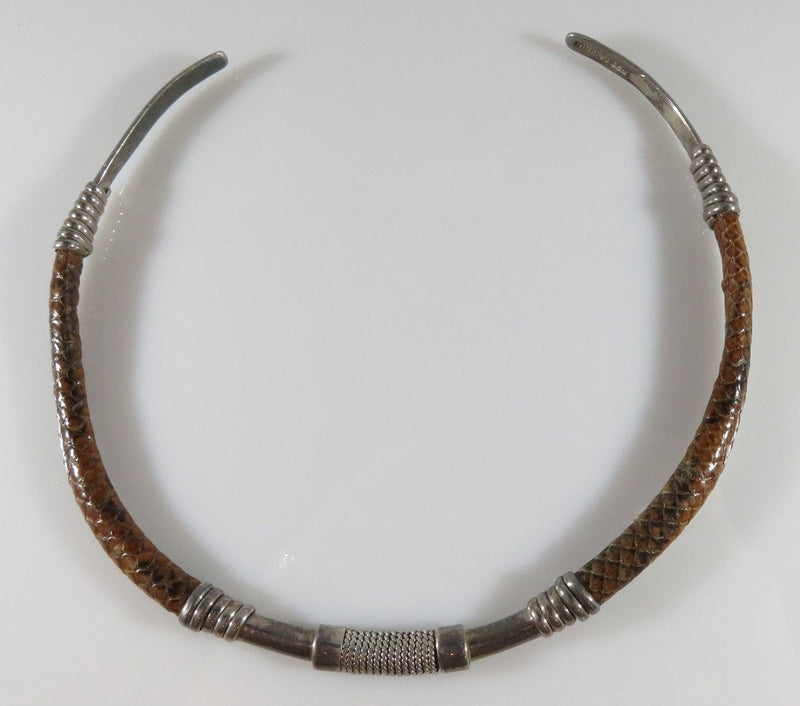 Vintage Sterling Silver Snake Skin Solid Sterling Mexico Choker Necklace - Just Stuff I Sell
