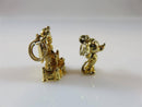 Grouping of Two Gold Tone Walt Disney Charms Marked Sterling Mickey Mouse Castle - Just Stuff I Sell