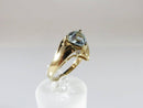 14K Yellow Gold Sky Blue Aquamarine Trillion Cut 3.7 Grams Size 7 Solitaire Ring - Just Stuff I Sell