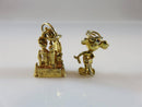 Grouping of Two Gold Tone Walt Disney Charms Marked Sterling Mickey Mouse Castle - Just Stuff I Sell