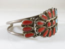 Nice Used Coral & Turquoise Cluster Cuff Sterling Silver Navajo Louise Morgan - Just Stuff I Sell