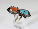 Fabulous Southwestern Turquoise & Coral Sterling Silver Ring Size 6.75 - Just Stuff I Sell