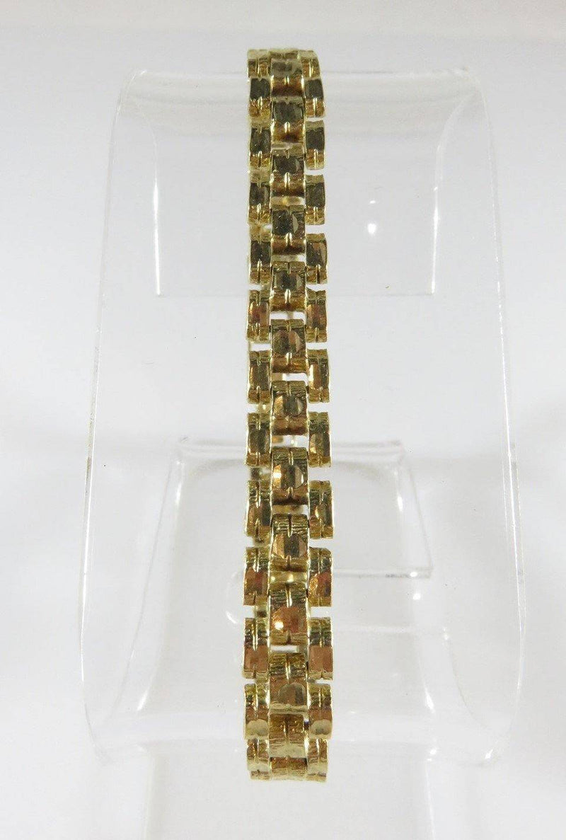 10K Yellow Gold 3 Row Panther Bracelet Unisex 11.9 Grams 7.5" & 7.5mm Wide - Just Stuff I Sell