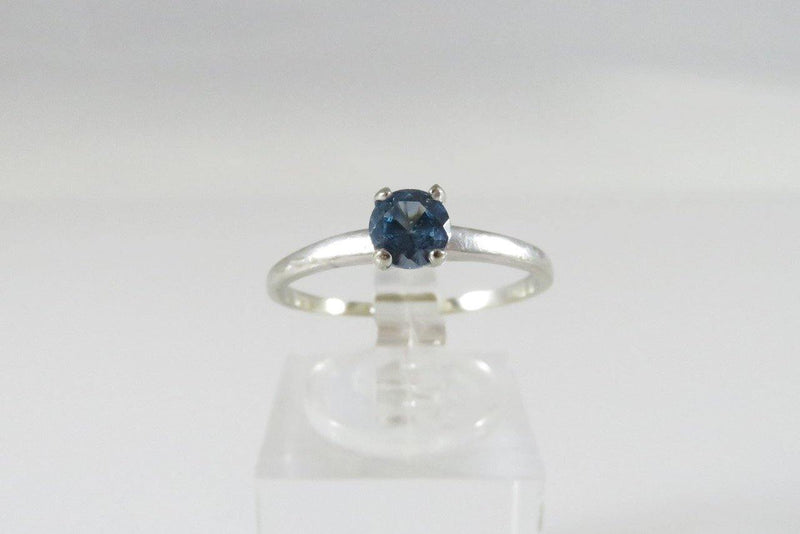 Alternative Wedding Ring 10K White Gold Sky Blue Round Cut Topaz Solitaire Ring - Just Stuff I Sell