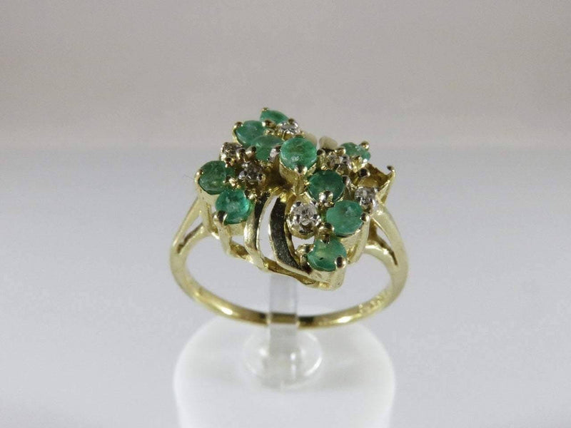 14K Solid Gold Diamond & Emerald Ring Size 7.75 For Repair/Restoration - Just Stuff I Sell