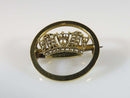 Antique Victorian Era European 15K Yellow Gold Seed Pearl Crown Brooch C Clasp - Just Stuff I Sell