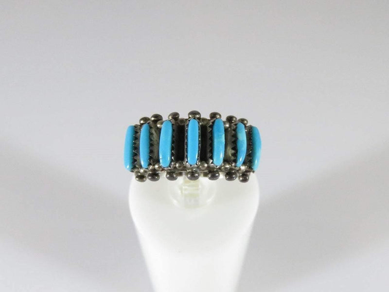 Zuni Sterling Silver Needlepoint Turquoise Ring Size 4.75 Signed G. ACQUE - Just Stuff I Sell