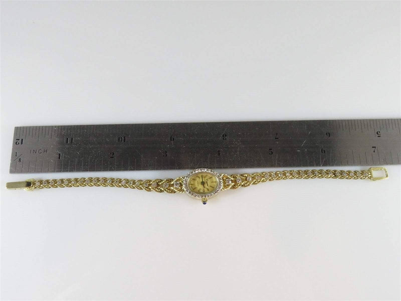 14K Gold Diamond & Sapphire Swiss Made Exquisite Quartz Watch Womens 16.8 Grams - Just Stuff I Sell