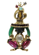 Stunning 14K Yellow Gold Fortune Teller Brooch Tourmaline, Moonstone, Topaz - Just Stuff I Sell