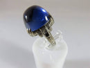 14K White Gold Sugarloaf Blue Sapphire & Topaz Art Deco Inspired Ring Size 4 - Just Stuff I Sell