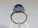 14K White Gold Sugarloaf Blue Sapphire & Topaz Art Deco Inspired Ring Size 4 - Just Stuff I Sell