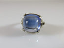 14K White Gold Sugarloaf Blue Sapphire & Topaz Art Deco Inspired Ring Size 4 - Just Stuff I Sell