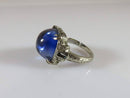 14K White Gold Sugarloaf Blue Sapphire & Topaz Art Deco Inspired Ring Size 4 - Just Stuff I Sell