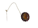 Lovely Unique Victorian Romantic Period Paste Garnet & Faux Cameo Brooch — Brooches • Gold, Rose Gold • Garnet — front view