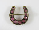 Stunning 14K Gold 3.8 TCW 11 Natural Pink Tourmaline Victorian Era Horseshoe Pin - Just Stuff I Sell
