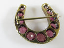 Stunning 14K Gold 3.8 TCW 11 Natural Pink Tourmaline Victorian Era Horseshoe Pin - Just Stuff I Sell